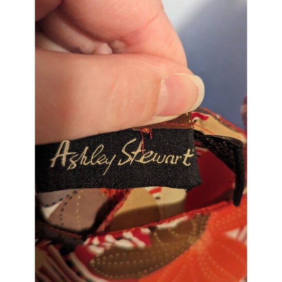 ASHLEY STEWART Burgundy Red Brown Tan Ruffle Midi Dress 24 Sleeveless Summer - Picture 4 of 11